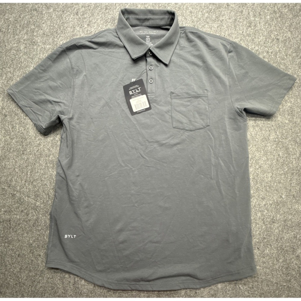 BYLT Premium Basics Lux Men's Pocket Polo Shirt Size XL Gray